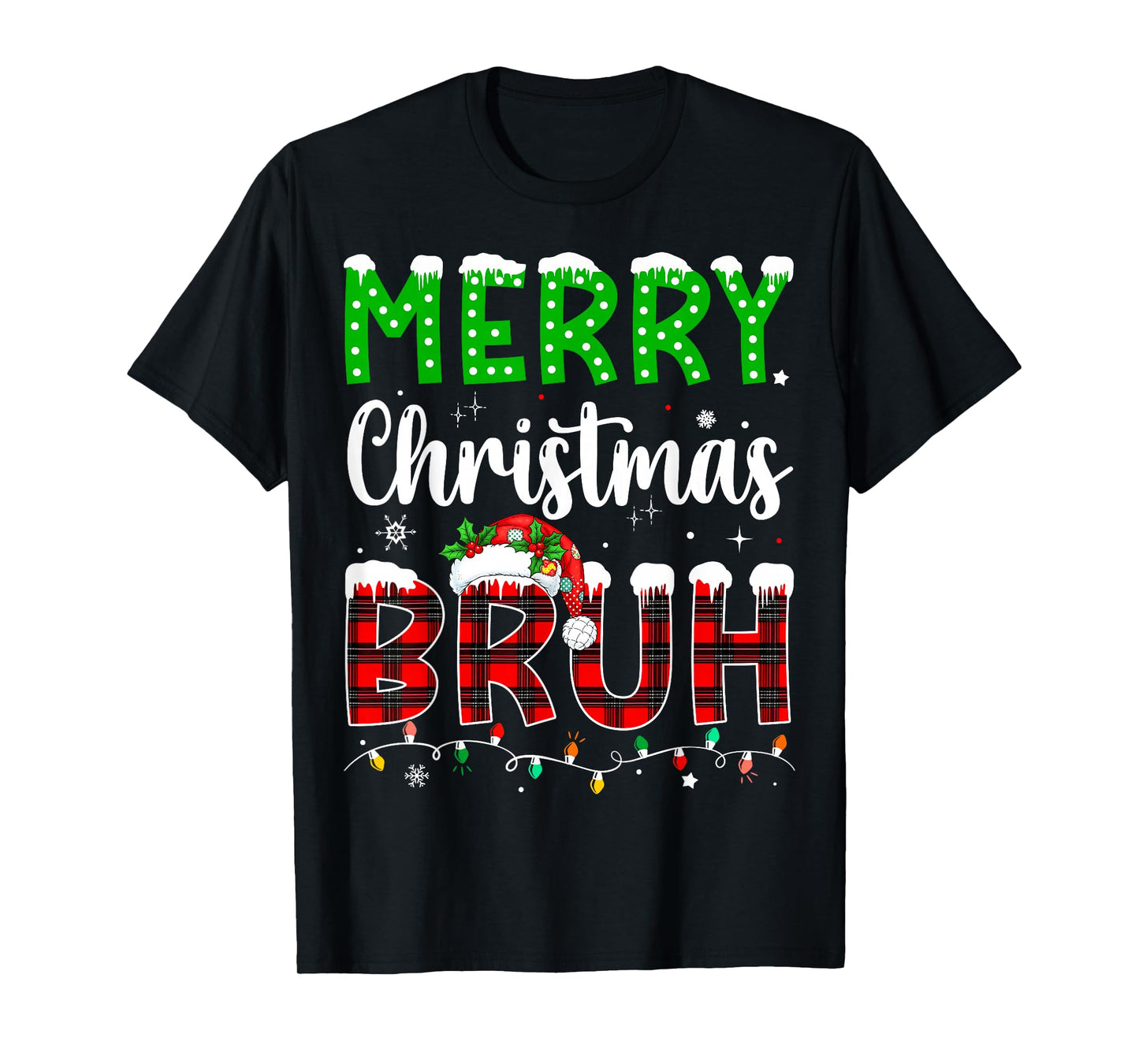 Bruh Christmas Red Plaid Teens Boys Kids Xmas Pajama T-Shirt