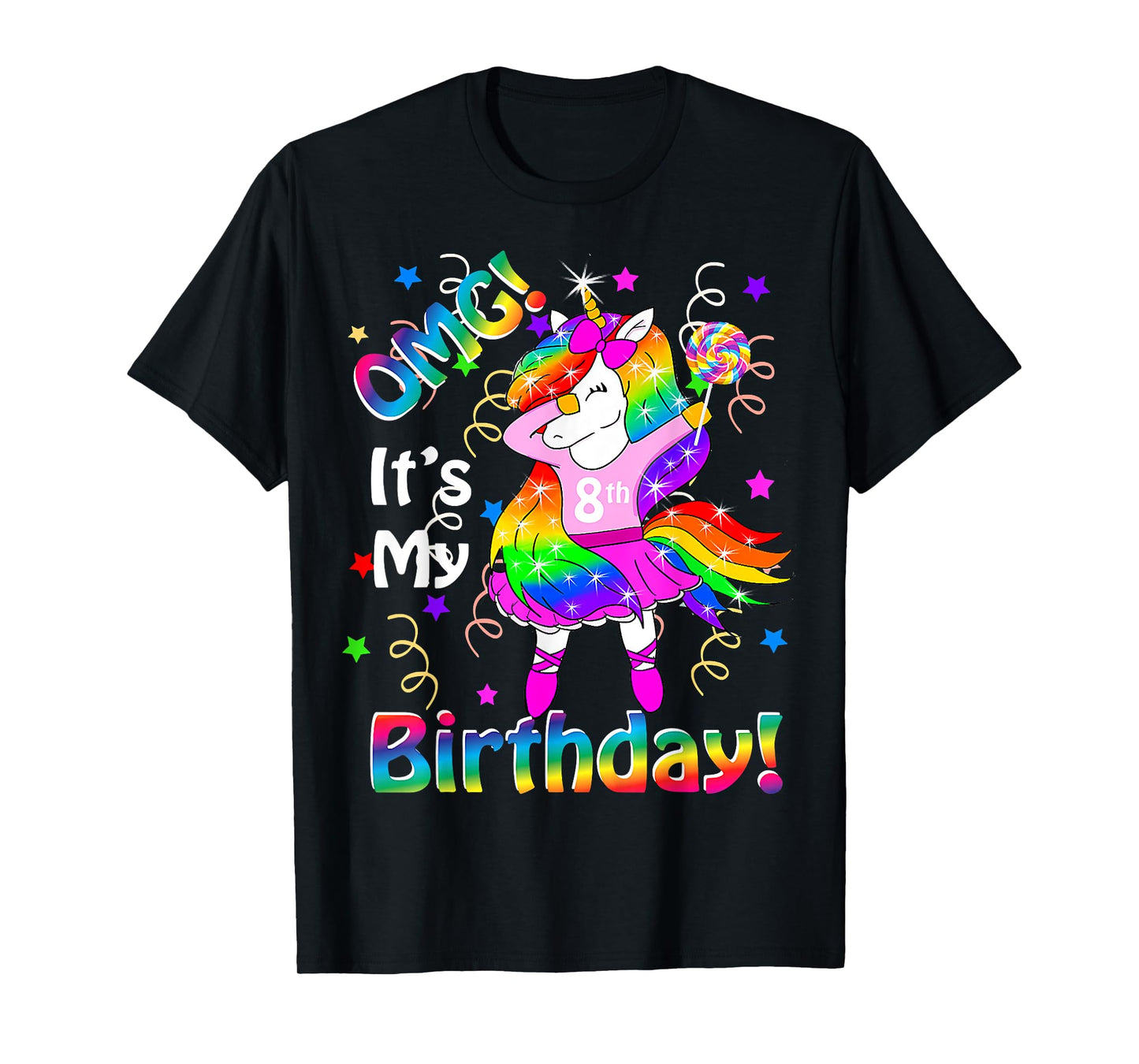 Kids OMG It's My 8th Birthday Girls Unicorn outfit T-Shirt