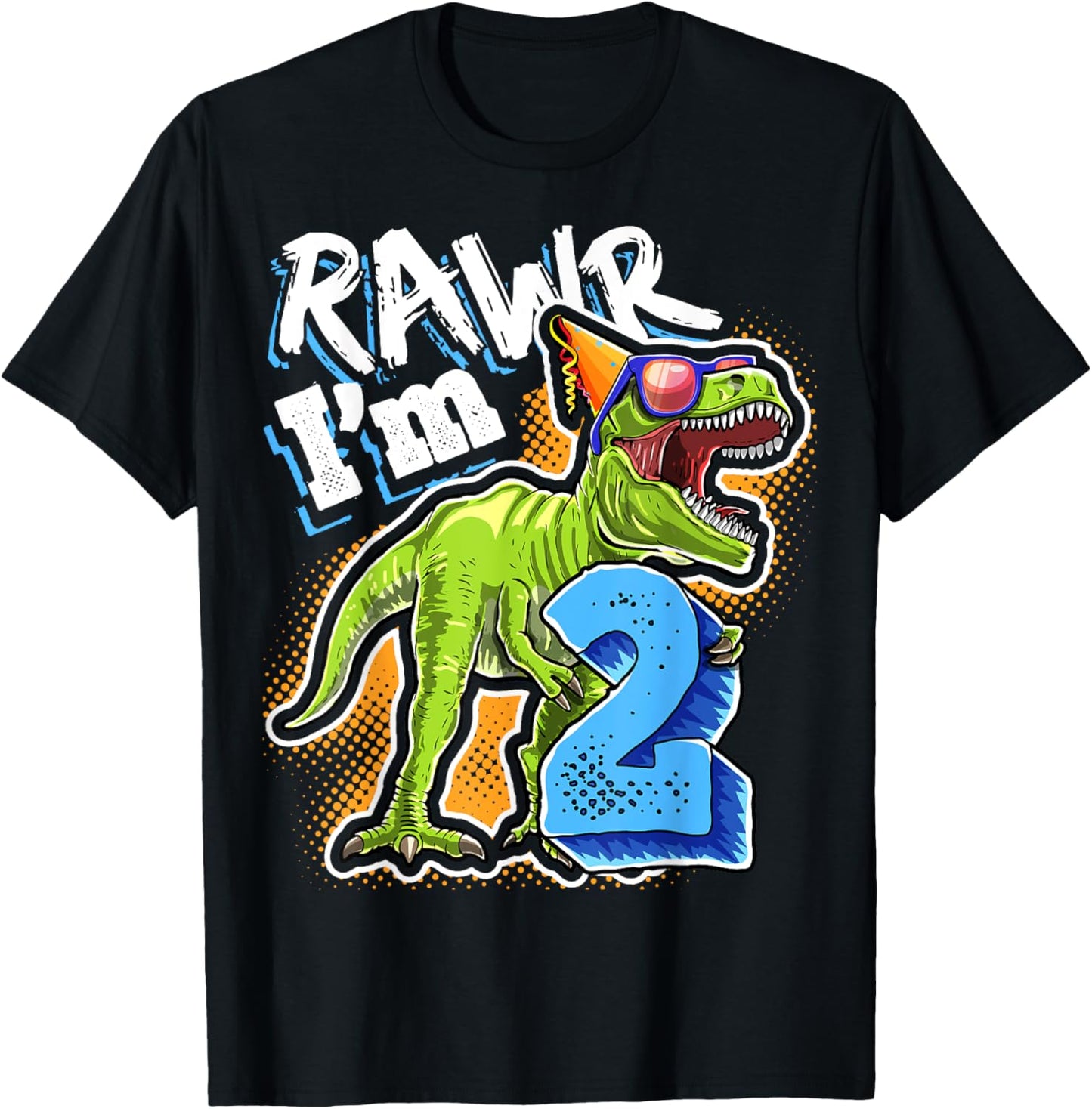 Kids Rawr I'm 2 2nd Birthday T Rex Dinosaur Party Gift Boys T-Shirt