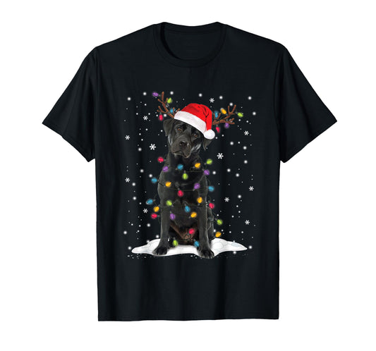 Black Lab Labrador Christmas Tree Reindeer Pajama Dog Xmas Men Women Kids T-Shirt