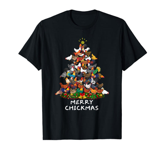 Merry Chickmas Chicken Christmas Tree Rooster Xmas Tree T-Shirt