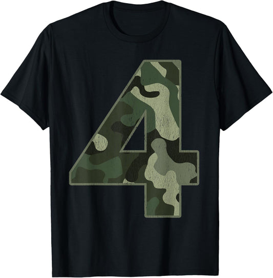 4th Birthday Army Birthday Party 4 Years Old Camo Number 4 T-Shirt