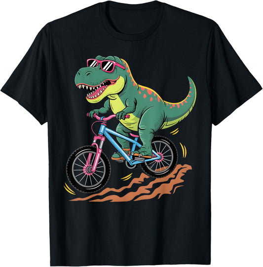 Dinosaur Bicycle MTB Bike Cycle Cycling Toddler Kids Boys T-Shirt