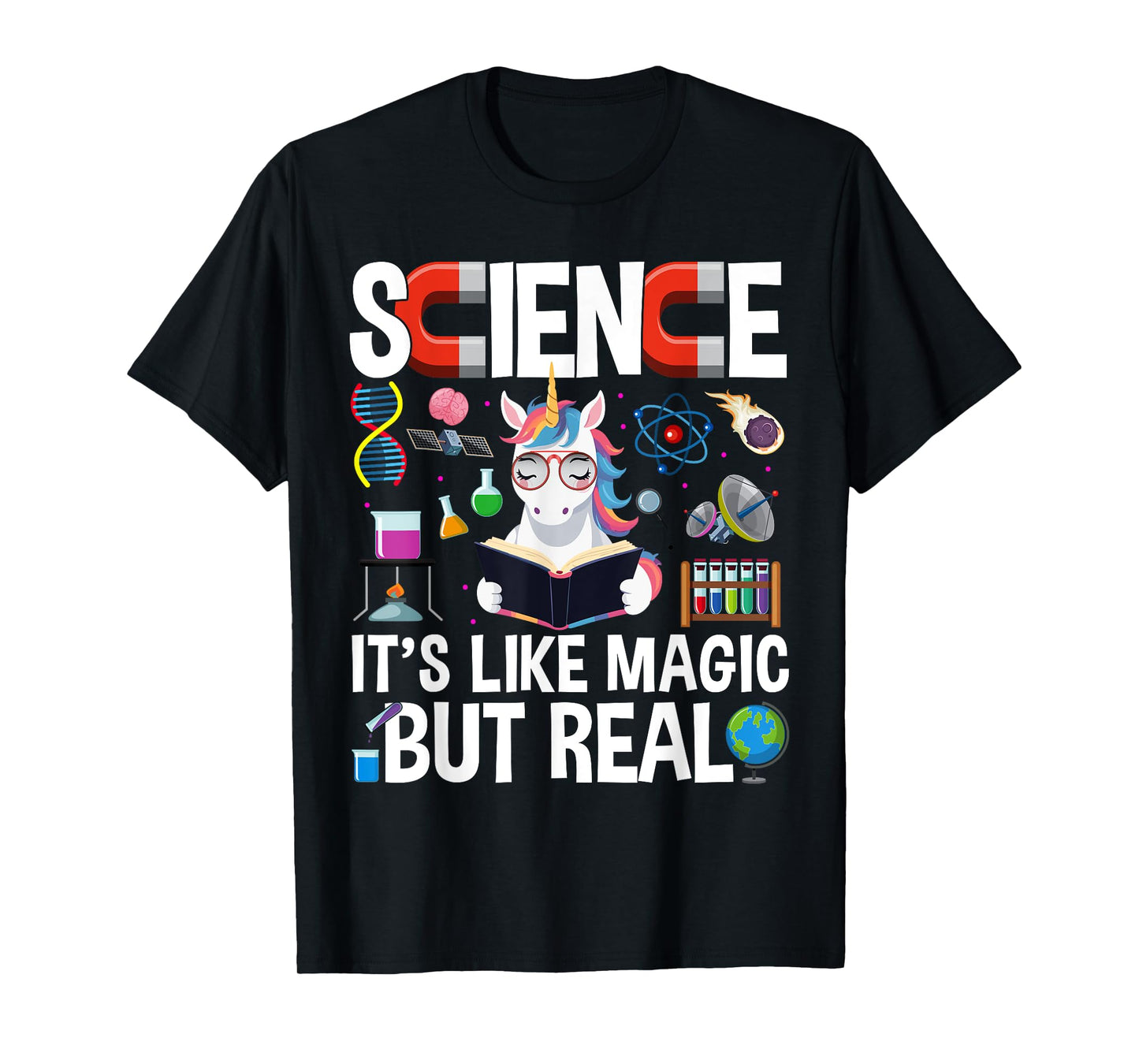 Funny Science Is Like Magic But Real Unicorn Funny Science T-Shirt