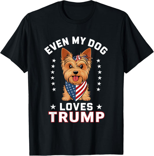 Yorkshire Terrier Even My Dog Loves Trump USA Flag Bandana T-Shirt