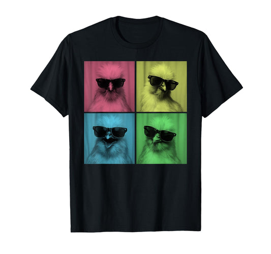 Silkie Chicken Funny Pop Art Farm Animal Lover Photo Booth T-Shirt