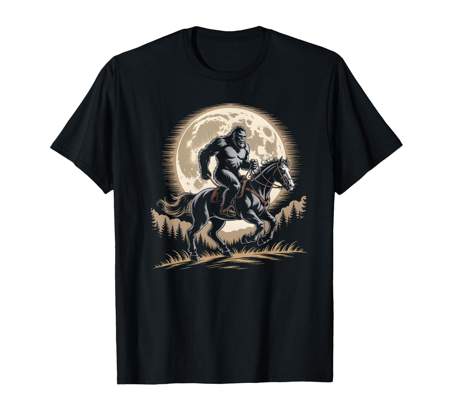 Funny Bigfoot Riding Horse Lover Sasquatch Equestrian Humor T-Shirt