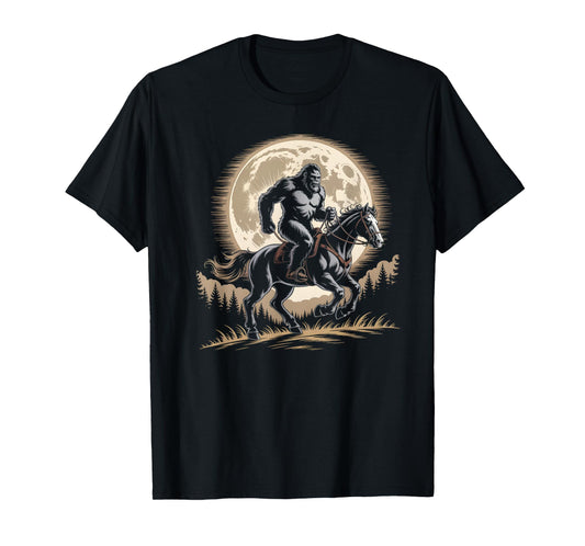 Funny Bigfoot Riding Horse Lover Sasquatch Equestrian Humor T-Shirt