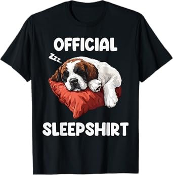 Official Saint Bernard Sleepshirt Cute Dog Lover Sleepwear T-Shirt for Men Women Girls Kids