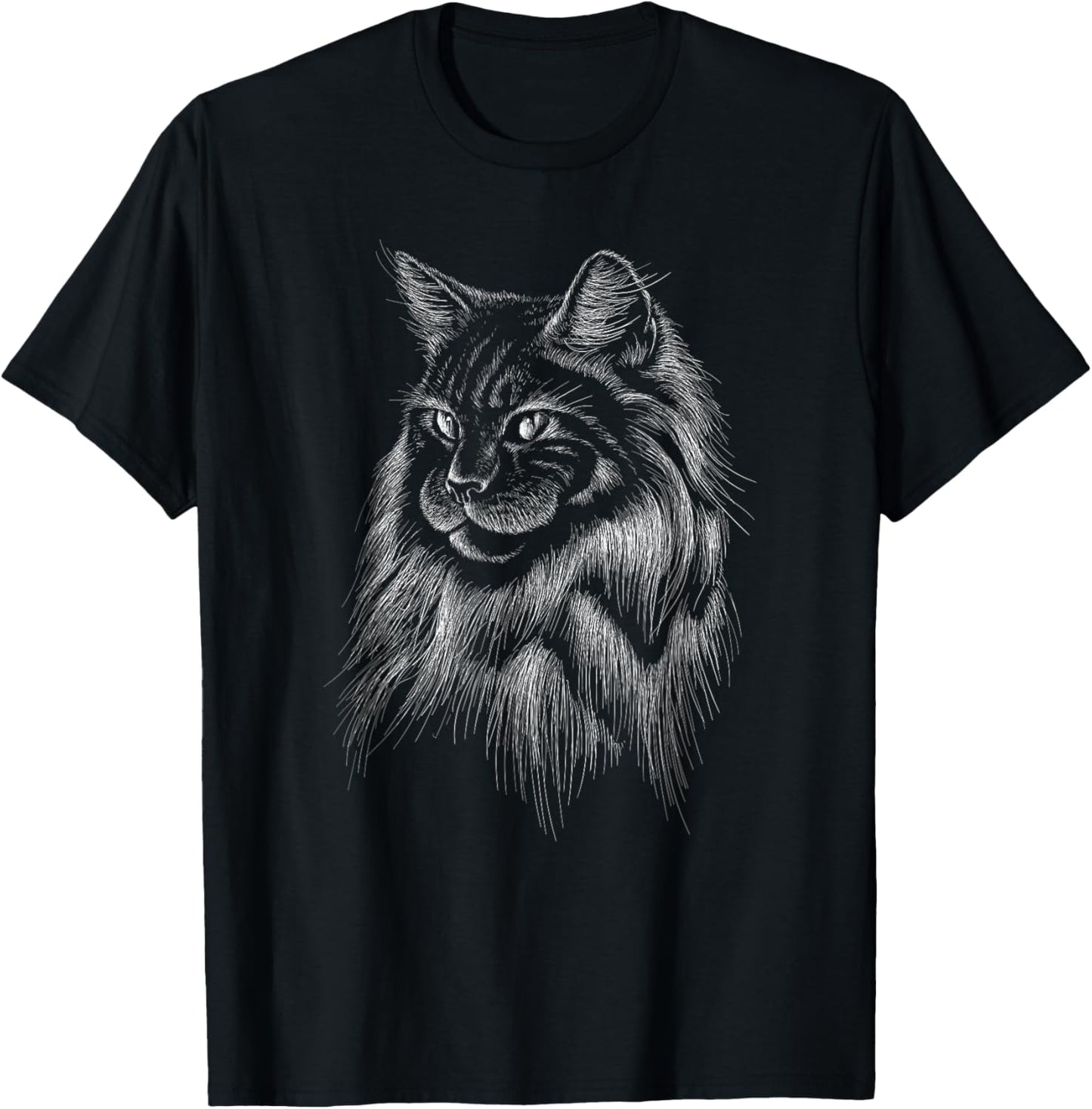 Artistic Domestic Long Haired Cat Cute Hand Drawn Animal Gif T-Shirt
