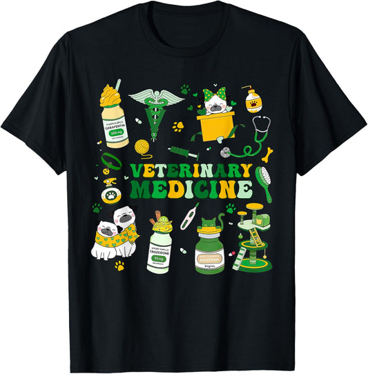Veterinary Medicine ST Patrick's Day Vet Tech Dog Cat Lover T-Shirt