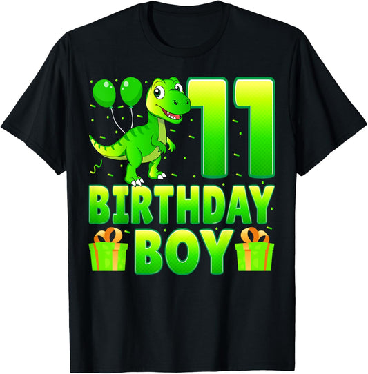 Birthday Boy 11 Years Old Dinosaur T-Rex Dino 11th Birthday T-Shirt