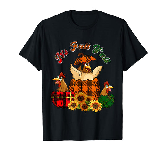 It's Autumn Y'all Thanksgiving Chickens Inside Fall Pumpkins T-Shirt