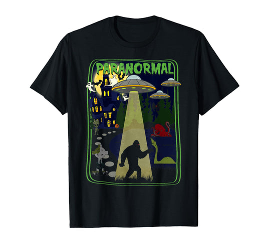 Paranormal Cryptid Poster Bigfoot UFOs Ghosts T-Shirt