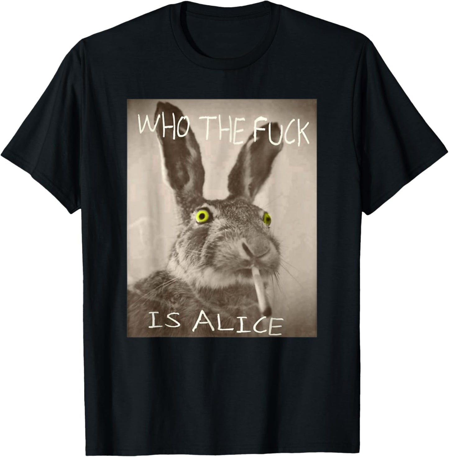 Vintage Who TF Is Alice Retro Rabbit Face Old Style T-Shirt