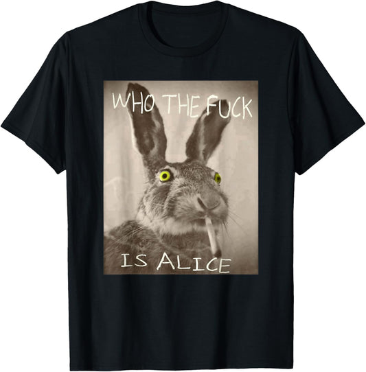 Vintage Who TF Is Alice Retro Rabbit Face Old Style T-Shirt