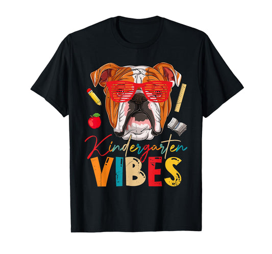 Kindergarten Vibes English Bulldog Dog First Day Of School T-Shirt