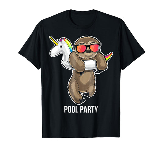 Pool Party Sloth Unicorn Float Funny Sloth Gifts T-Shirt