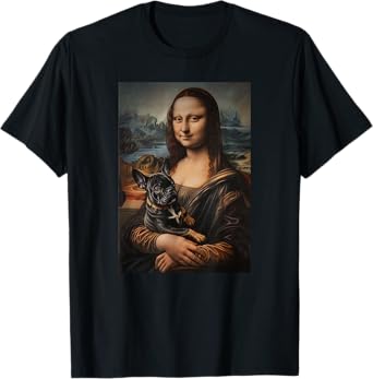 French Bulldog Mona Lisa Painting Art Dog Mom Dad Men Women Kids T-Shirt
