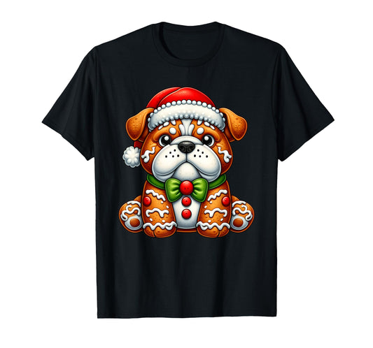 Gingerbread Man English Bulldog Christmas Womens Mens Kids T-Shirt