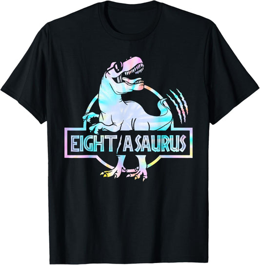 Eight a Saurus Birthday T Rex Dino 8th Dinosaur Matching T-Shirt