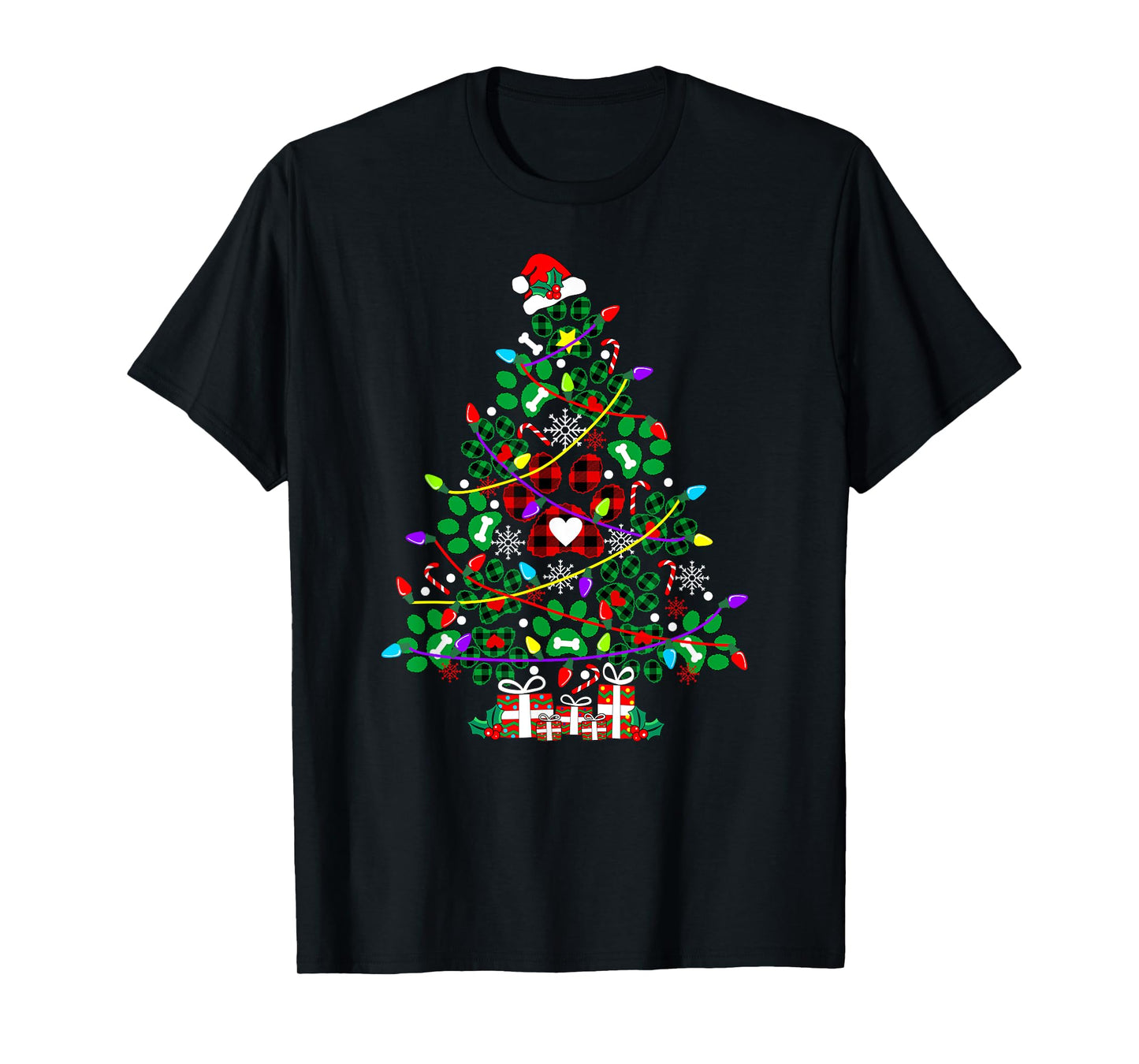Paw Print Christmas Tree Dog or Cat T-Shirt for Men Women Kids