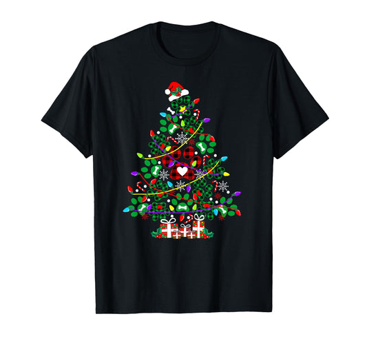 Paw Print Christmas Tree Dog or Cat T-Shirt for Men Women Kids