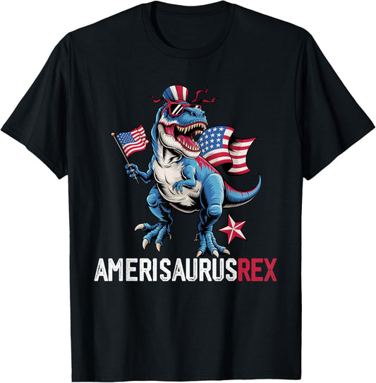 Dinosaur 4th of July Boys Girls Men Amerisaurus T Rex Funny T-Shirt