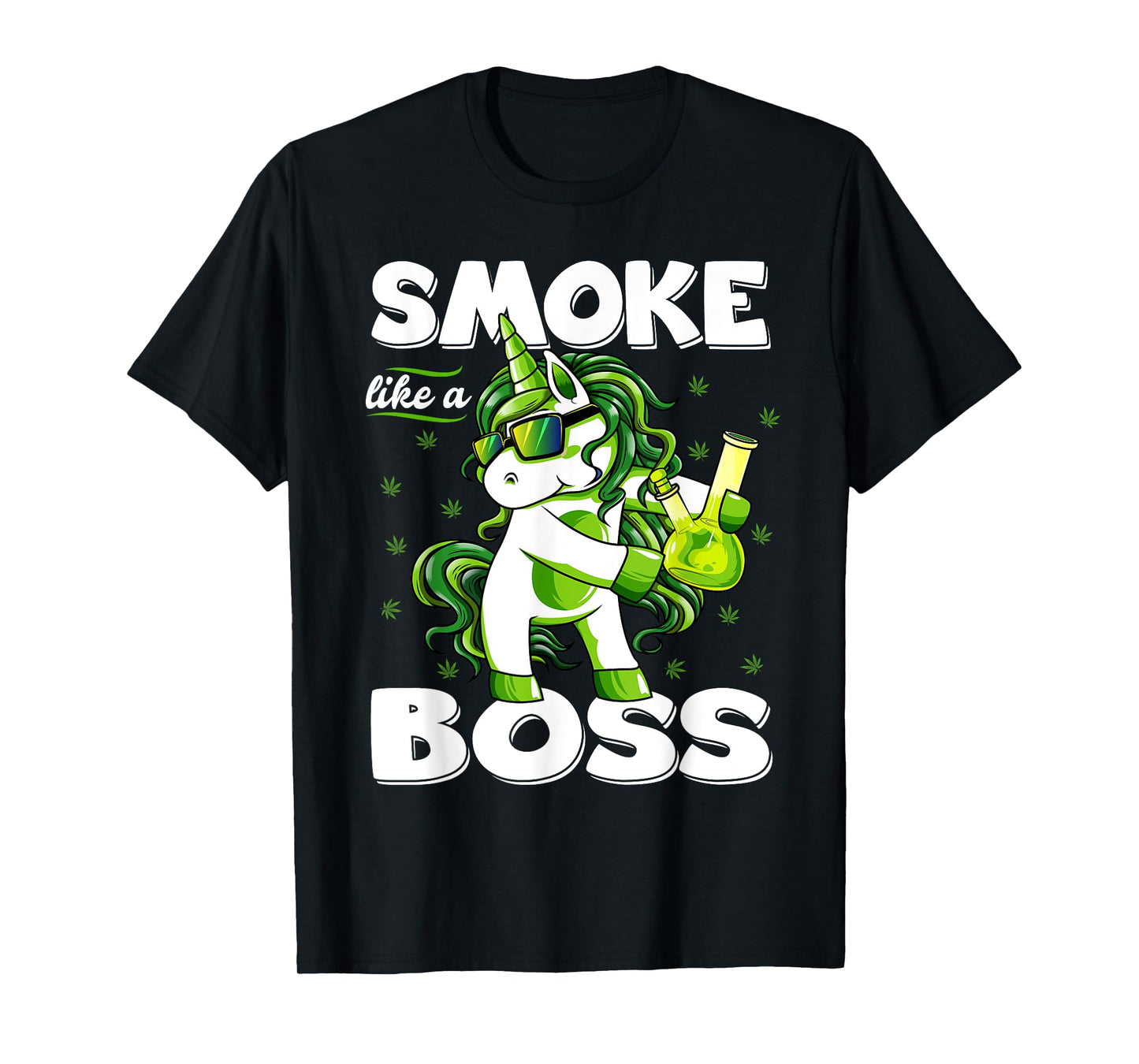 Funny 420 Marijuana Weed T Shirts Unisex-Adults Black Small Modern Round Collar Short Sleeve T-Shirt 420 Unicorn Floss Like A Boss Weed Pot Leaf Marijuana T-Shirt