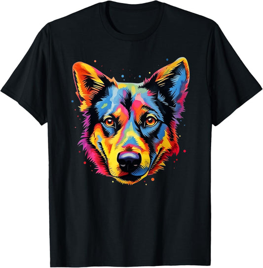 Colorful Pop Art Australian Cattle Dog Lover Portrait T-Shirt