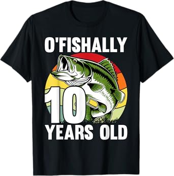 O'Fishally 10 Years Old Fishing Birthday Theme Party 10th T-Shirt