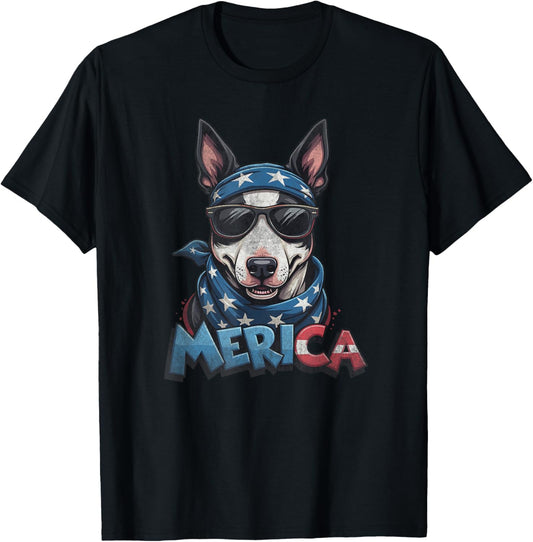 Vintage Bull Terrier 4th of July Merica T-Shirt