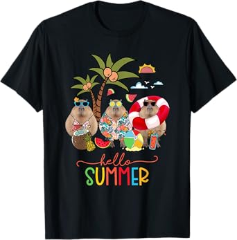 Capybara Shirt Hello Summer Last Day Of School T-Shirt for Men Women Kids
