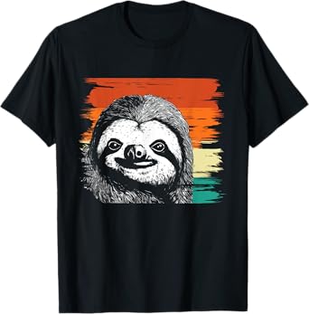 Retro Vintage Sloth Portrait - Animal Nature Lover Zookeeper T-Shirt