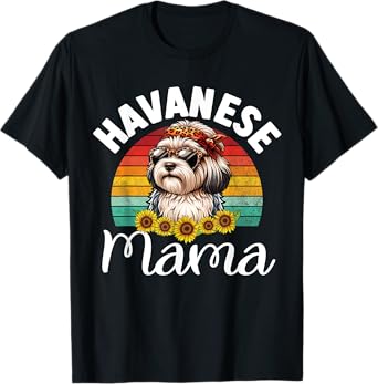 Vintage Floral Havanese Mama Retro Dog Lover Mother's Day T-Shirt for Men Women Kids