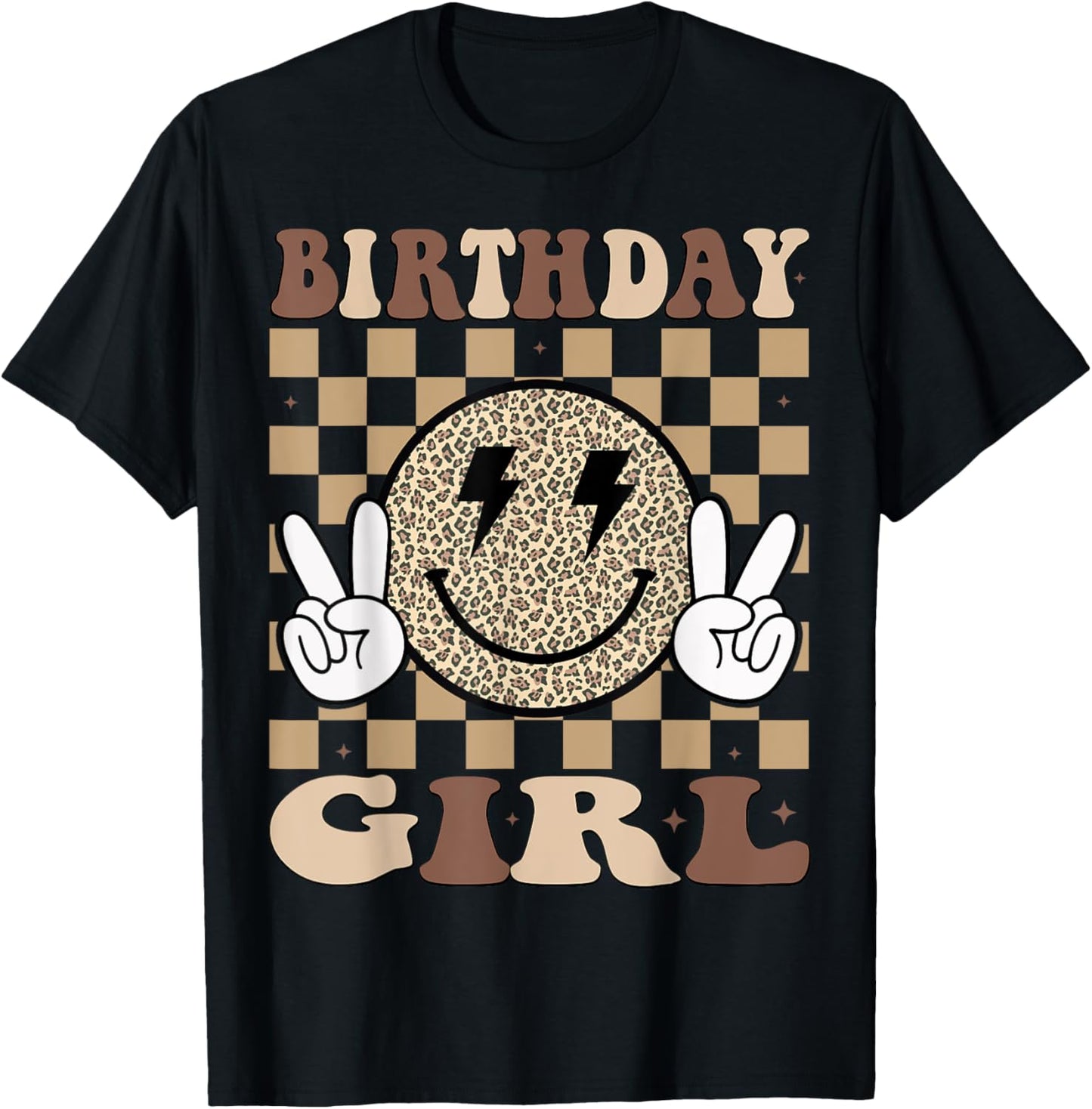 Birthday Girl Leopard Smile Face Birthday Party Family T-Shirt