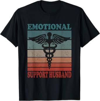 Vintage Emotional Support Husband Caring Husband T-Shirt