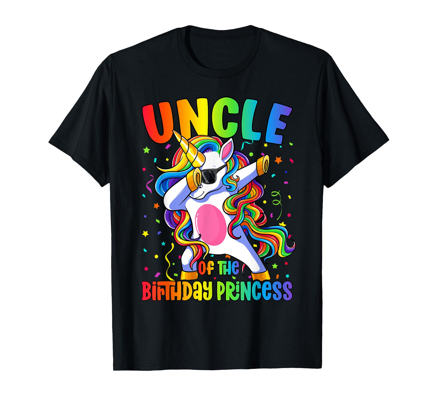 Uncle of the Birthday Princess Girl Dabbing Unicorn T-Shirt
