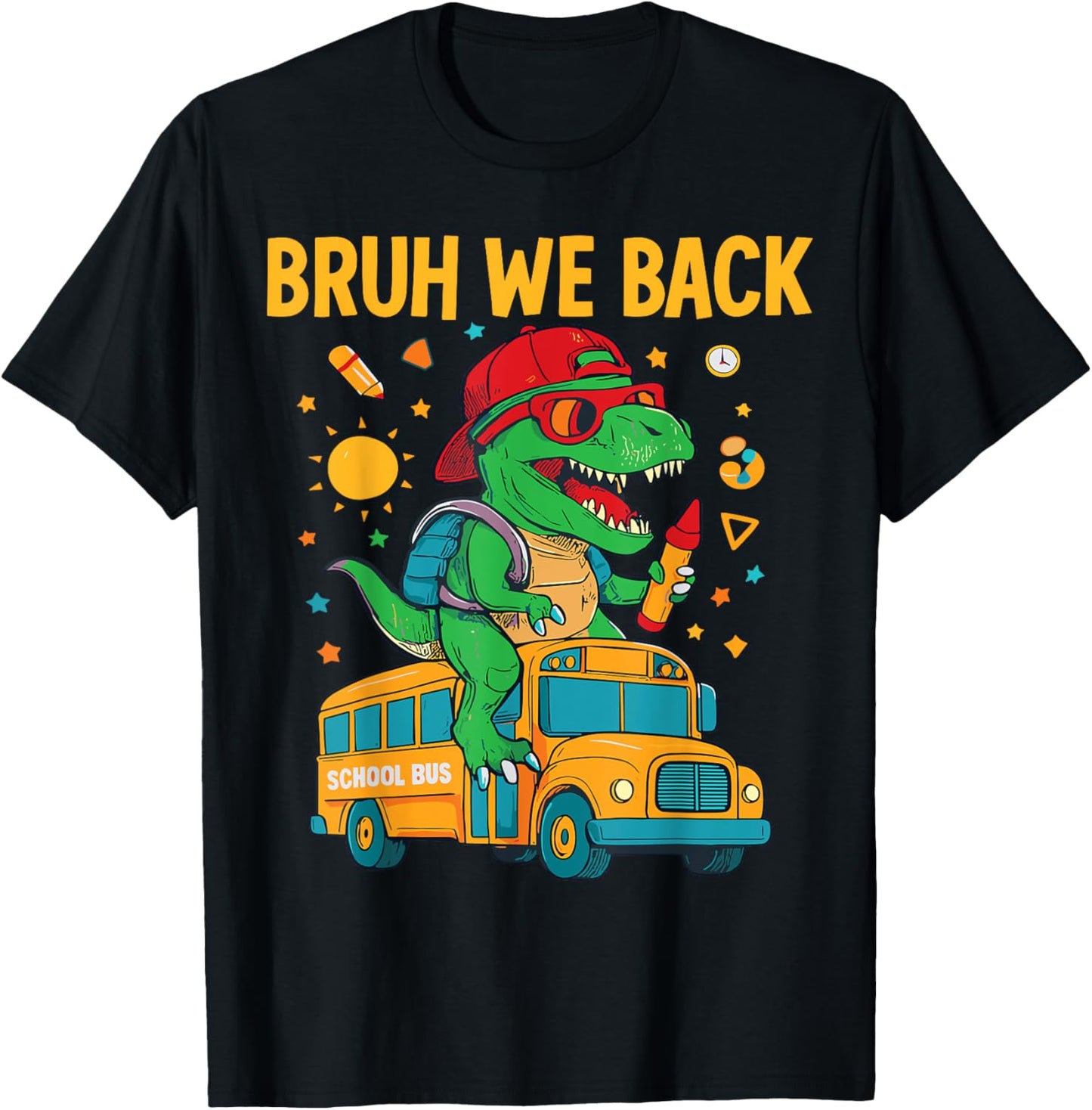 Bruh We Back To School 2025 Dinosaur School Bus Boys Kids T- T-Shirt