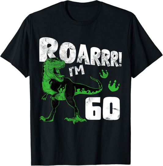 Funny 60 Year Old Birthday T-Rex Dinosaur 60th B-Day Crew T-Shirt