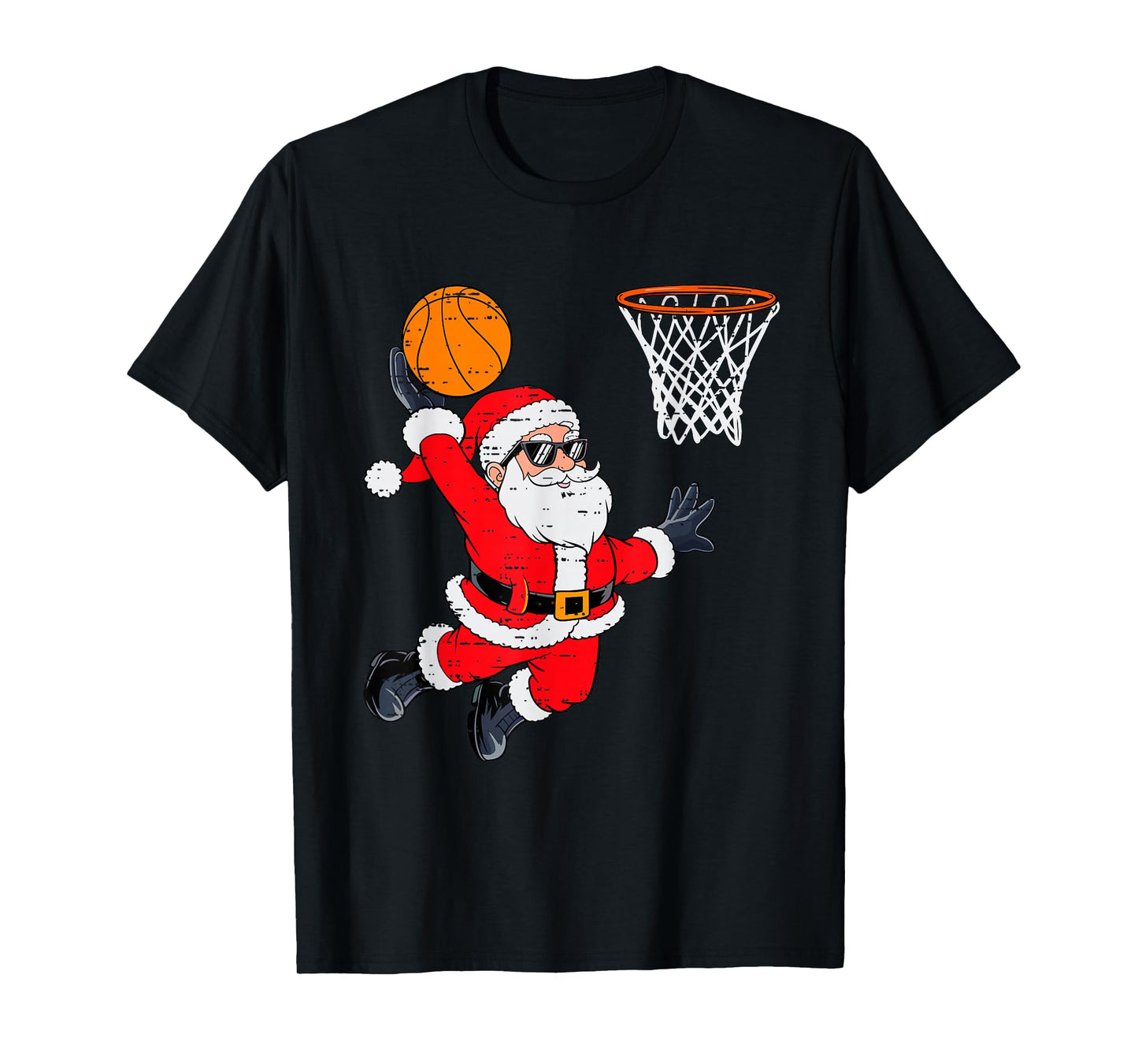 Funny Santa Dunking Basketball Christmas Xmas Mens Boys Kids T-Shirt