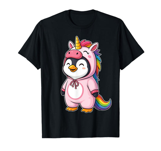 Kawaii Penguin In Unicorn Costume for Girls kids Penguin T-Shirt