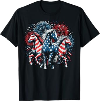4th Of July Horse Stars Stripes USA Patriot Men Women Kid T-Shirt