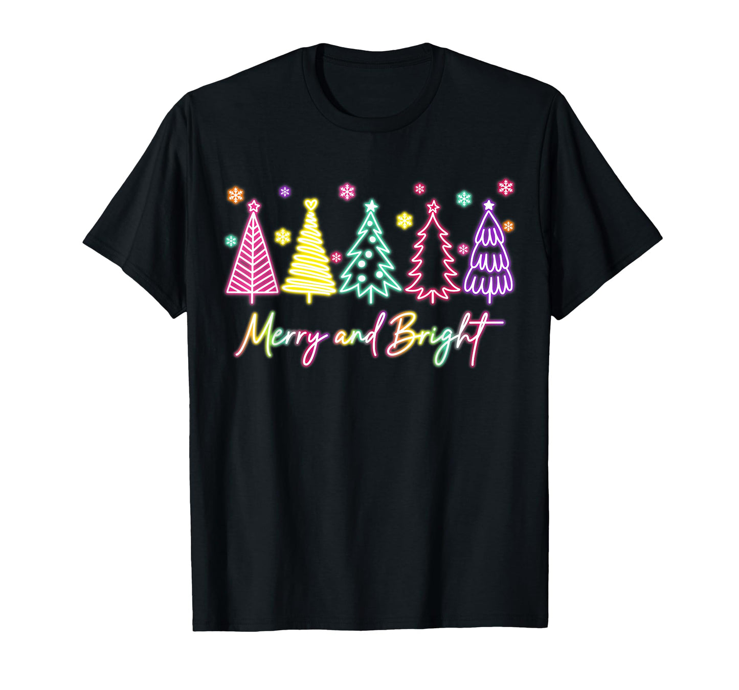 Merry Christmas Bright Christmas Tree Light Colorful Glowing T-Shirt