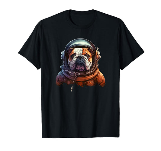 Funny Bulldog Dog Astronaut In the Space T-Shirt