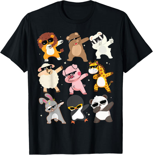 Men Women and Kids Dabbing Animals Wildlife Birthday Parties T-Shirt
