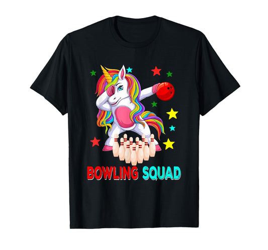 Bowling Squad Dabbing Unicorn Player Team Costume Kids T-Shirt