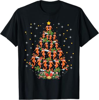Funny Seahorses Lover Xmas Gift Seahorse Christmas Tree T-Shirt