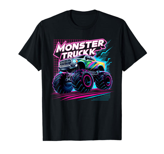 Monster Truck Retro Colorful Toddlers Boys Kids Men Birthday T-Shirt