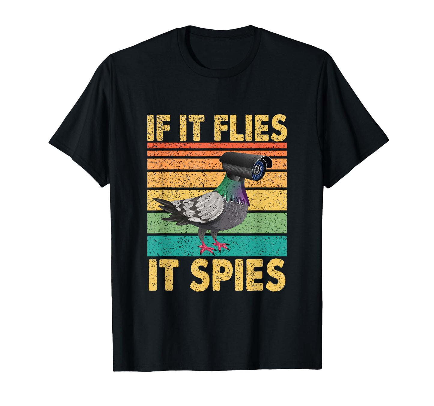 Vintage Pigeon Bird Halloween If It Flies It Spies T-Shirt